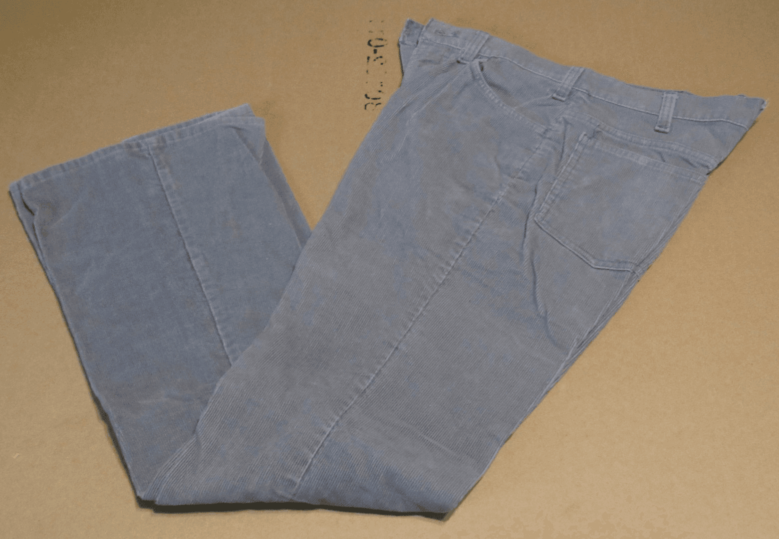 70s Levis 646-1555 Corduroy Pants 34x32 Gray Bell Bottoms Talon 42 Zipper (T87JJ