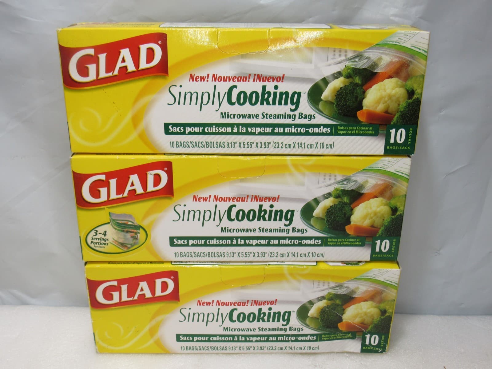 Glad Simply Cooking Microwave Steaming Bags 3 Boxes 30 Bags Total (G25J)