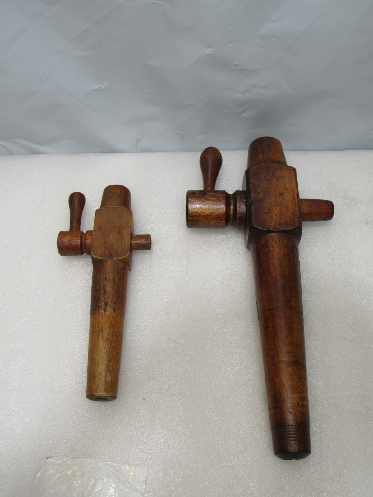 2 Antique 10" & 6.5" Wooden Barrel Tap Spout Wood Keg Spigot Primitive (G27J)