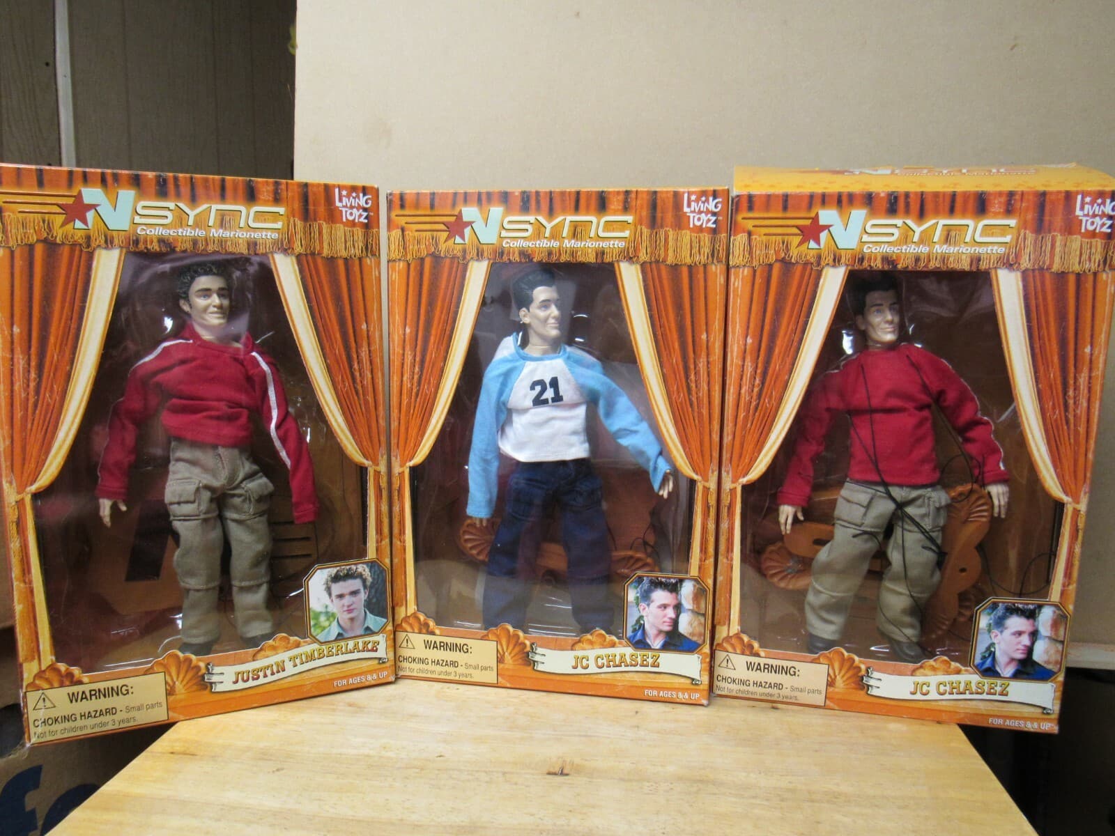3 NSYNC Collectible Marionette Dolls Living Toyz Action Figures Vintage (K)