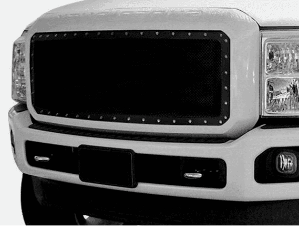 Ford F-250 Super Duty 11-16 1-Pc Rivet Style Black Mesh Main Grille W66JK