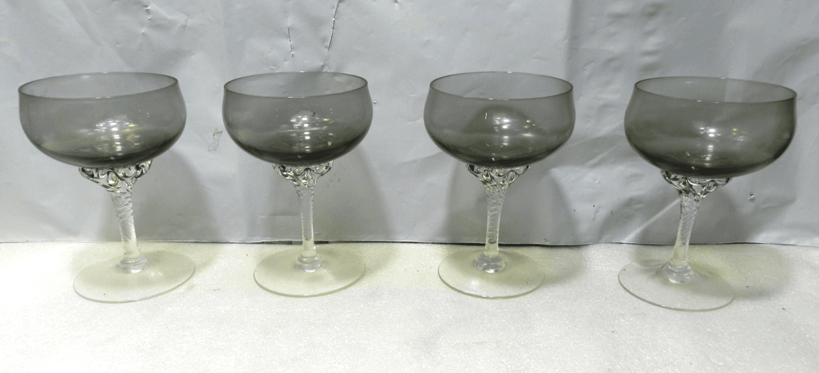 4 Vintage Coronation Smoke Champagne 5" Tall Cordial Glasses by Sasaki B29K
