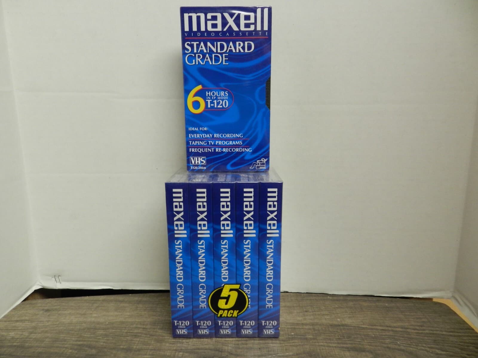 6 Maxwell VHS T-120 VCR Video Cassette Standard Grade 6 Hour SEALED D16J