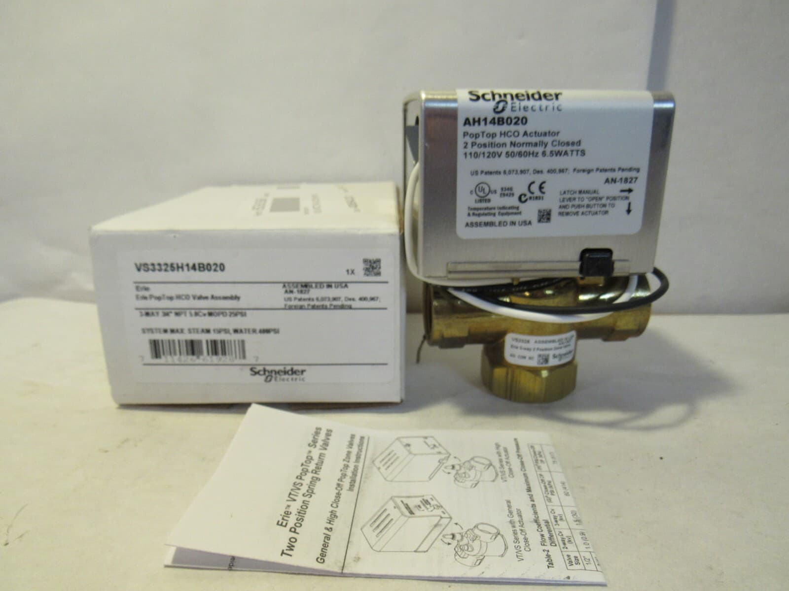 Schneider Erie PopTop HCO Valve Assem. VS3325H14B020 110/120V 3 Way 3/4" NPT N70