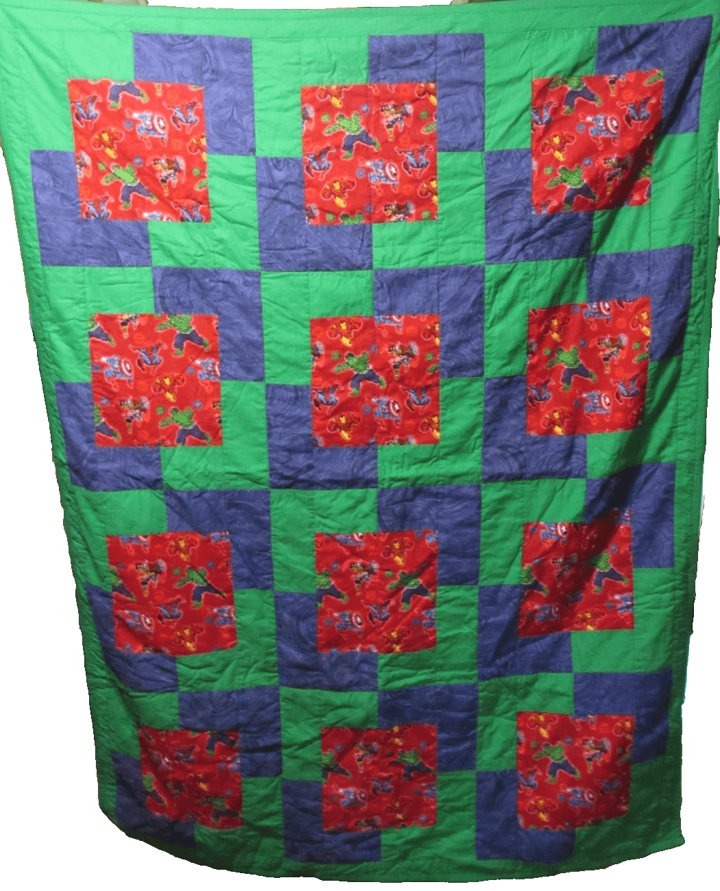 Locally Handmade Sewn Quilt Baby Toddler Marvel SuperHeros Cotton 40"x56" W64