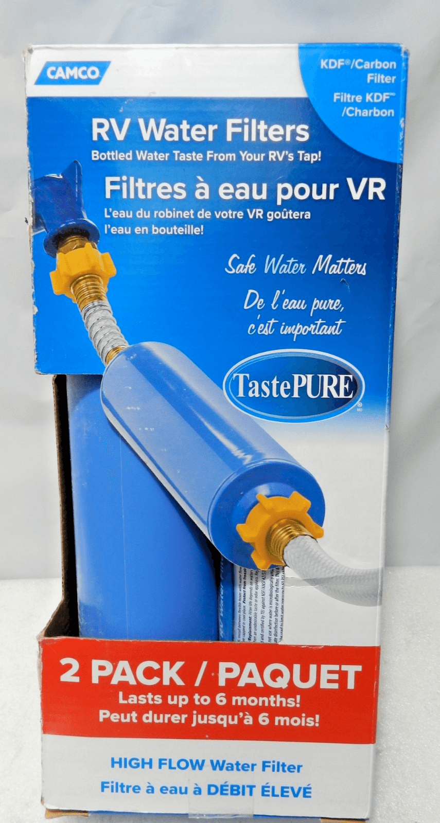 Camco KDF Carbon Filter TastePURE RV Water Filter - 2 Pack - 40044 (L14K)