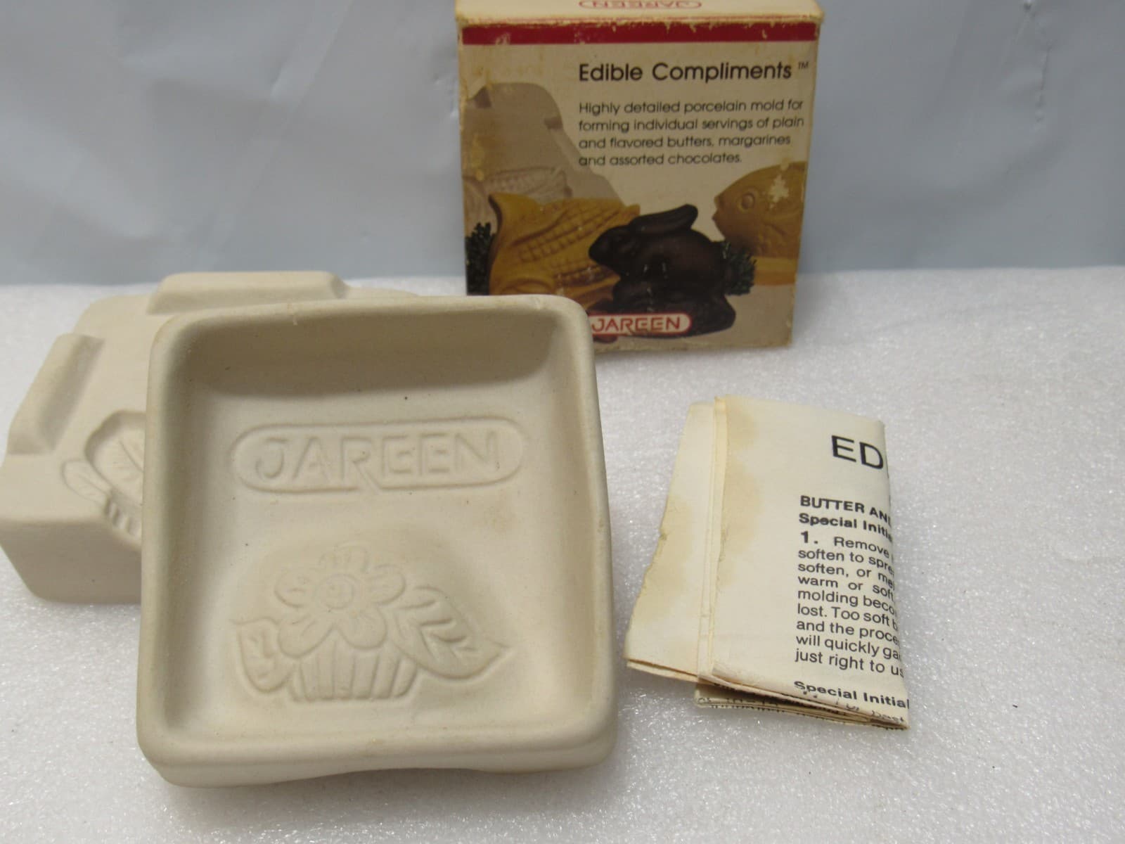 VTG Jareen Edible Compliments Floral Basket Porcelain Mold Butter Chocolate F11K