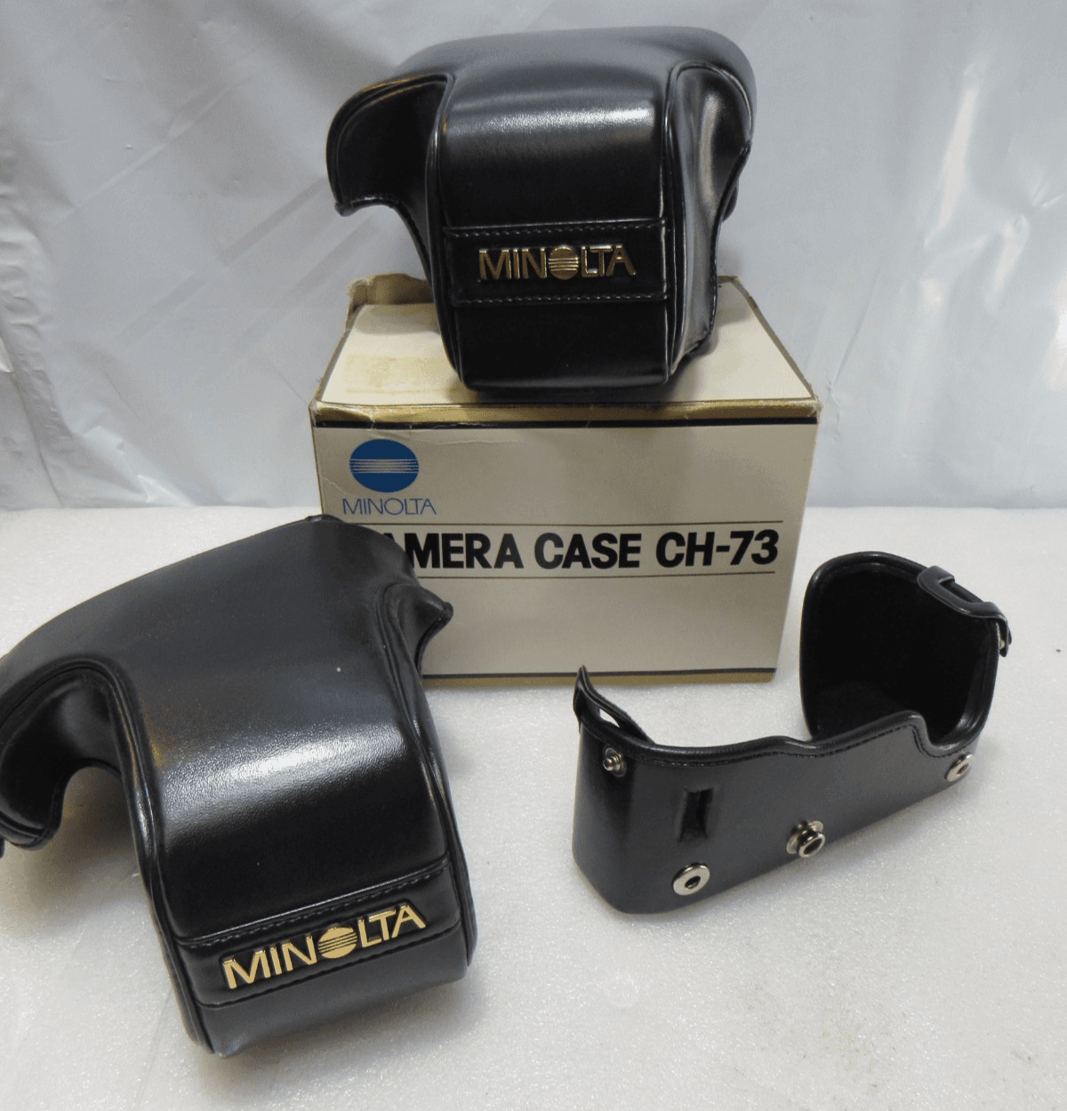Vintage Minolta CF-70 & CF73 Black Leather Camera Case (F9J)