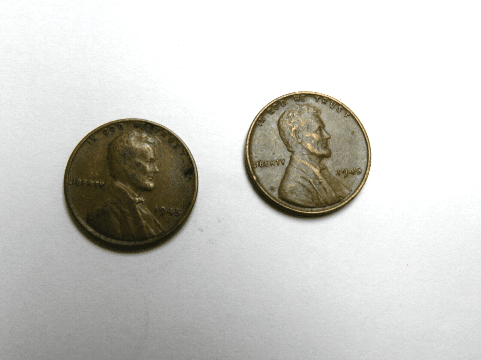 2 - 1945 No Mint Mark Wheat Penny Circulated Unpolished/Ungraded M30K