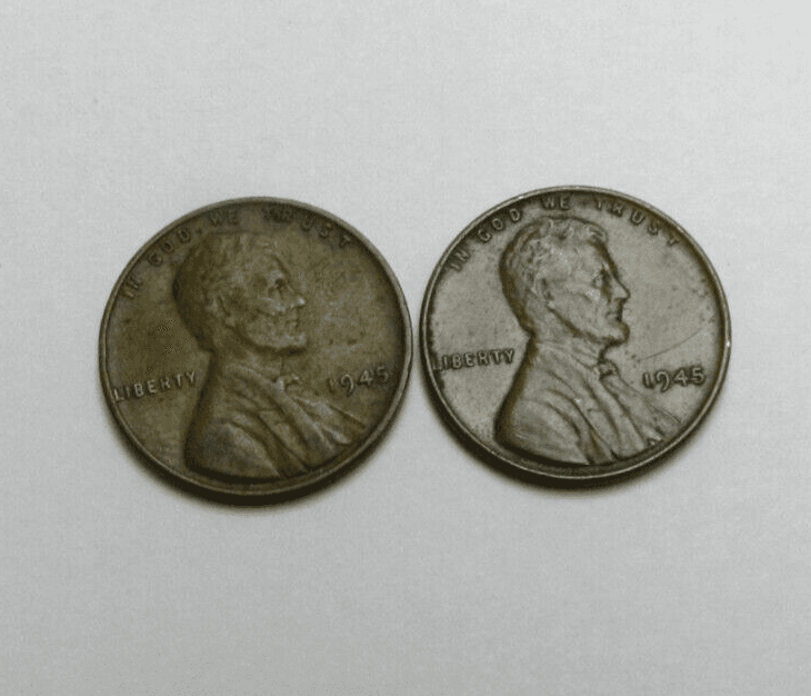 2 - 1945 No Mint Mark Wheat Penny Circulated Unpolished/Ungraded M29K