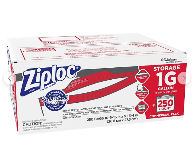 Ziploc Storage Bags, Gallon, 250 Bags/Carton Damaged Box(682257) C6K