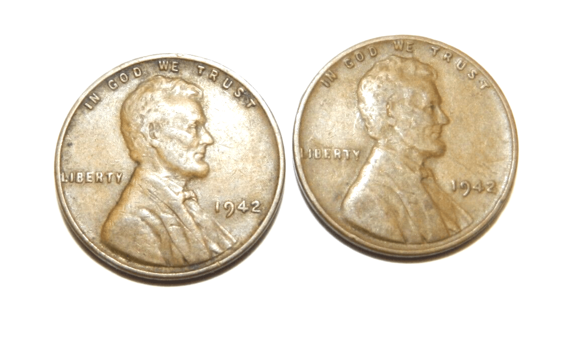 2 x 1942 Lincoln Wheat Penny No Mint Mark Circulated M33K