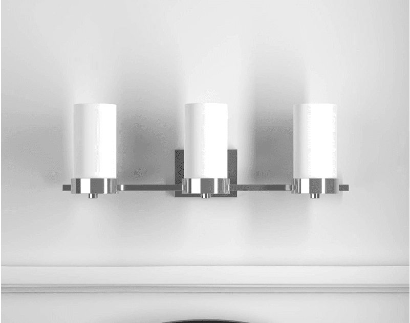 Globe Ele. Co. 3-Light Polished Chrome Vanity Light with Frosted Glass Shades K