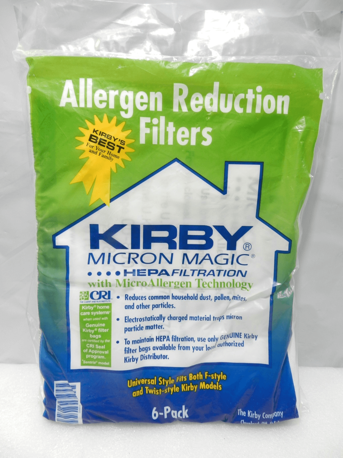 Kirby 6-Pk Micron Magic HEPA Filter Vacuum Bags #204811 Fits F & Twist StyleF40J