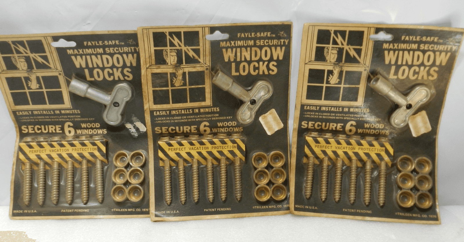 Fayle Safe NOS Window Locks Bolts Six (18) Security Lock Bolt Caps (F37J)