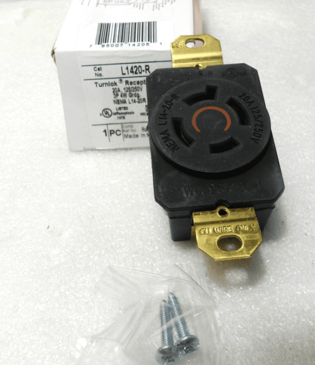 P & S L1420-R Turnlok Single Receptacle, 3 Pole 4-Wire, 20A 125/250V L14-20R (D2