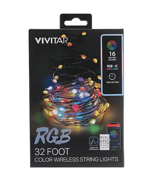 Vivitar Smart RGB Wireless 32 FT String Light, Multicolor (LBX1032100-NOC) (Q63