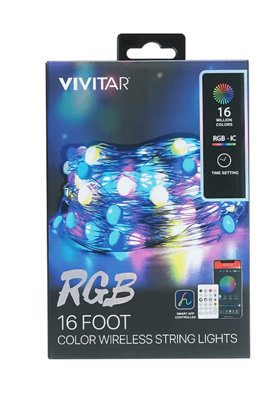 Vivitar Smart RGB Wireless 32 FT String Light, Multicolor (LBX1032100-NOC) (Q63