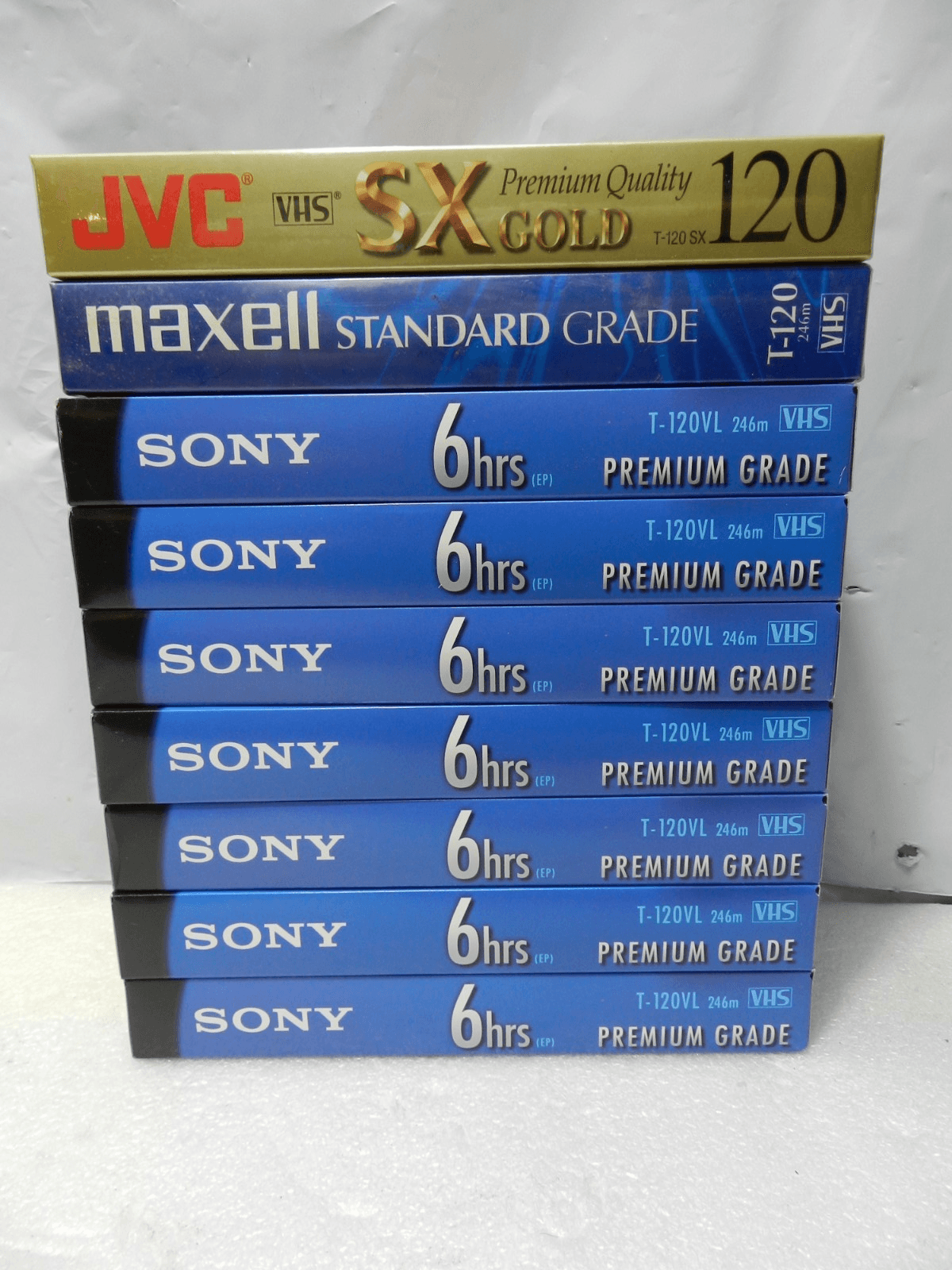 9 New T-120 VHS Tapes Sony Maxell JVC 6HRS (Y87J)