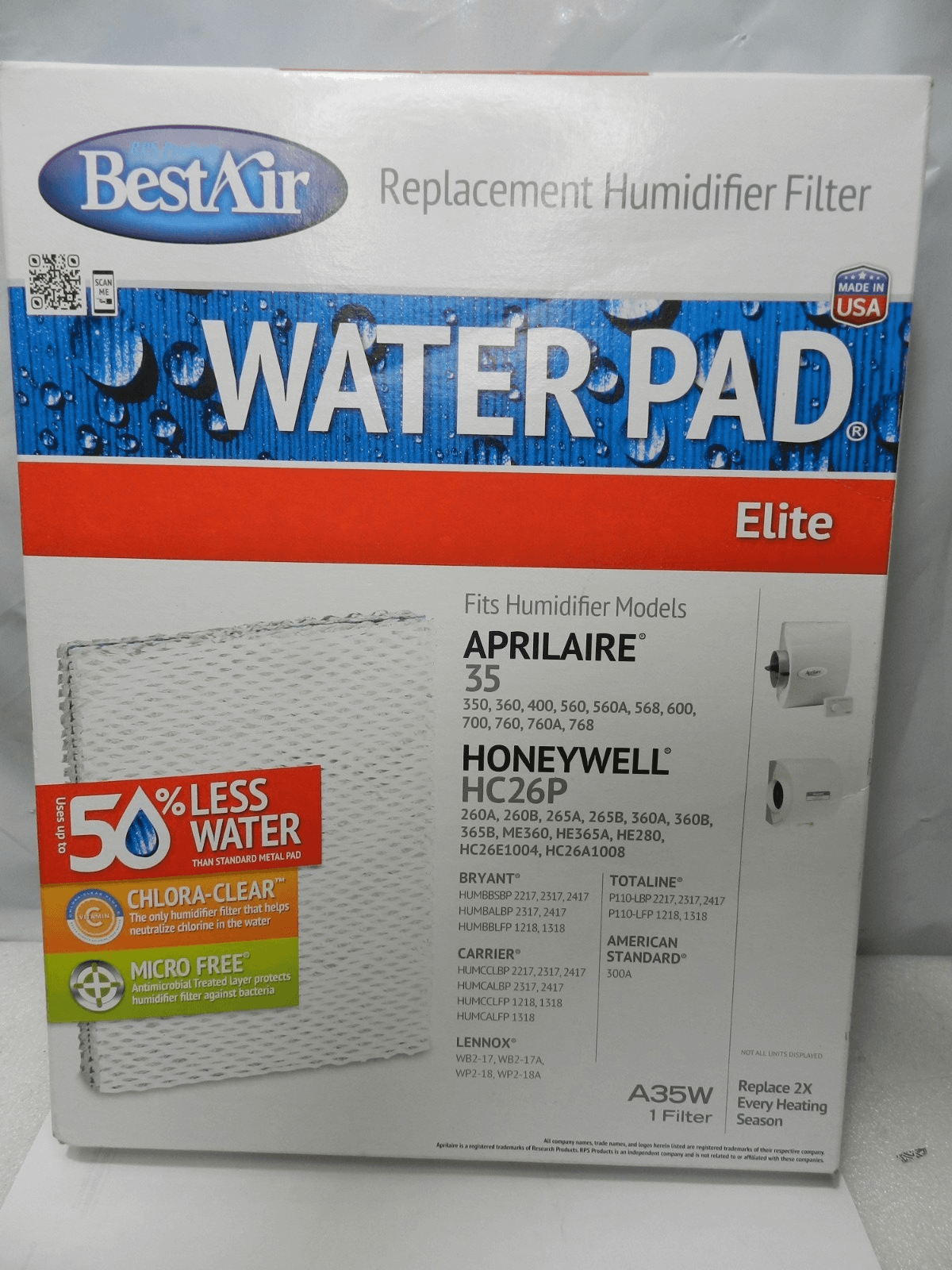 BestAir Water Pad Elite A35W Replacement Humidifier Filter Honeywell G89K