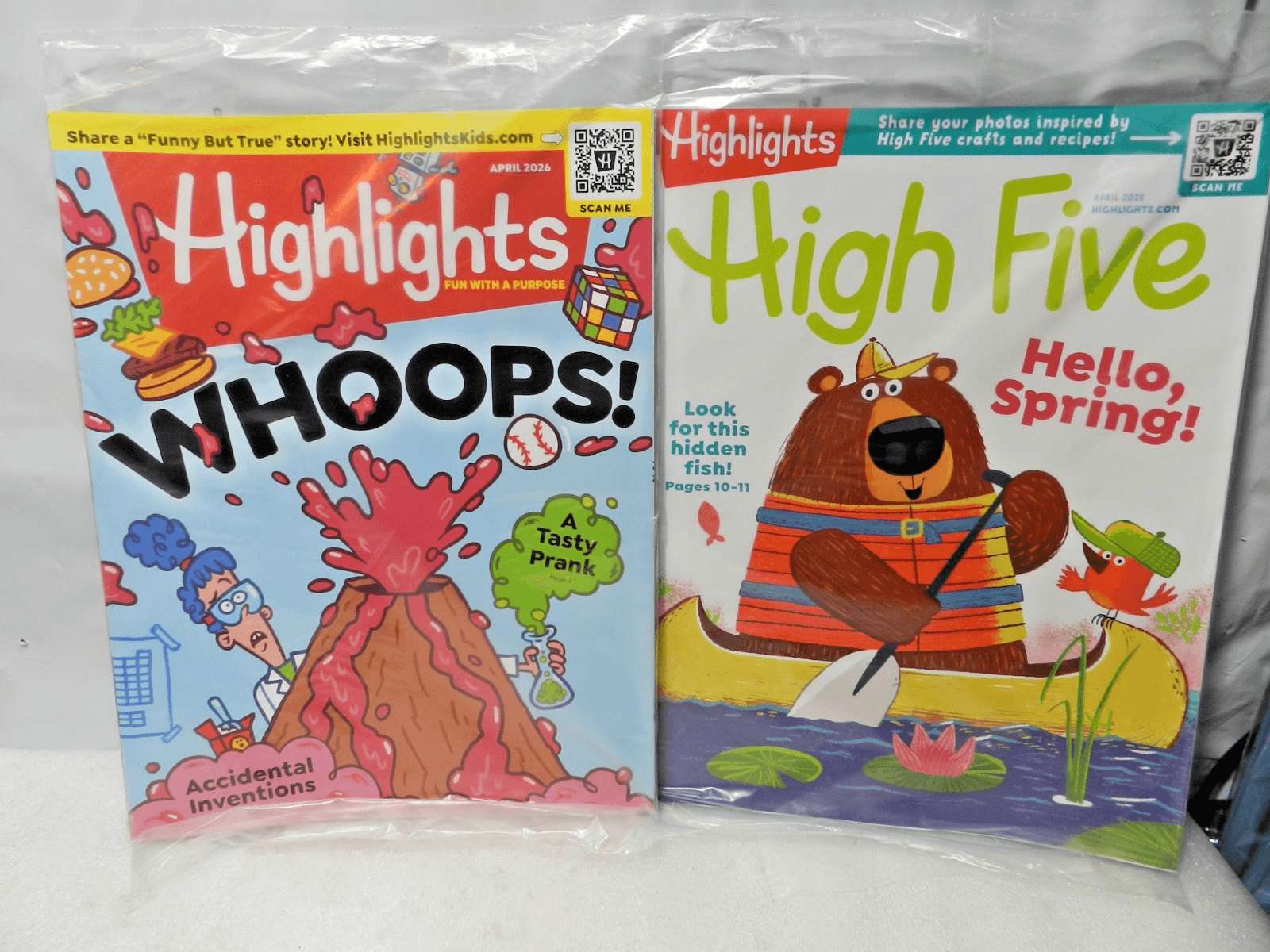 4 Highlights High / Puzzle Fun Magazines High Five Whoops April 2026 New (L47K)
