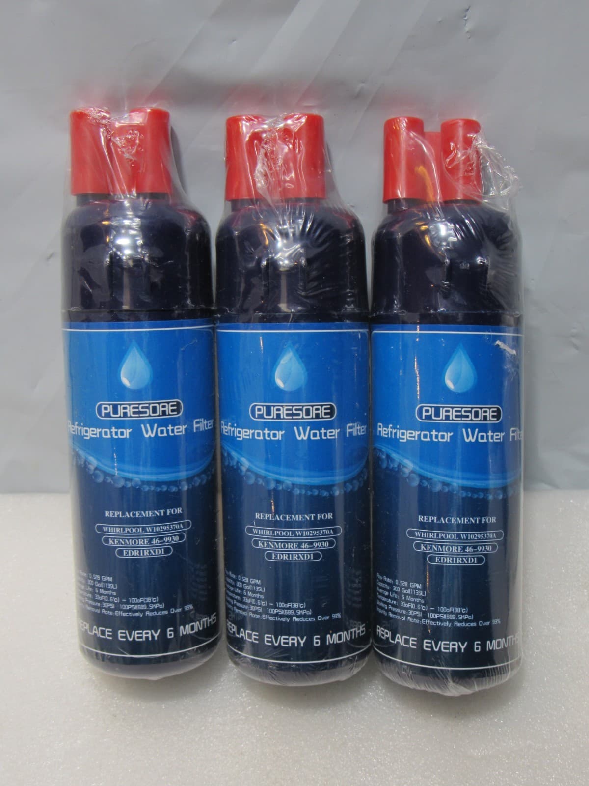 3 Puresore Refrigerator Water Filter Whirlpool W10295370A EDR1RXD1 46-9930 F48J