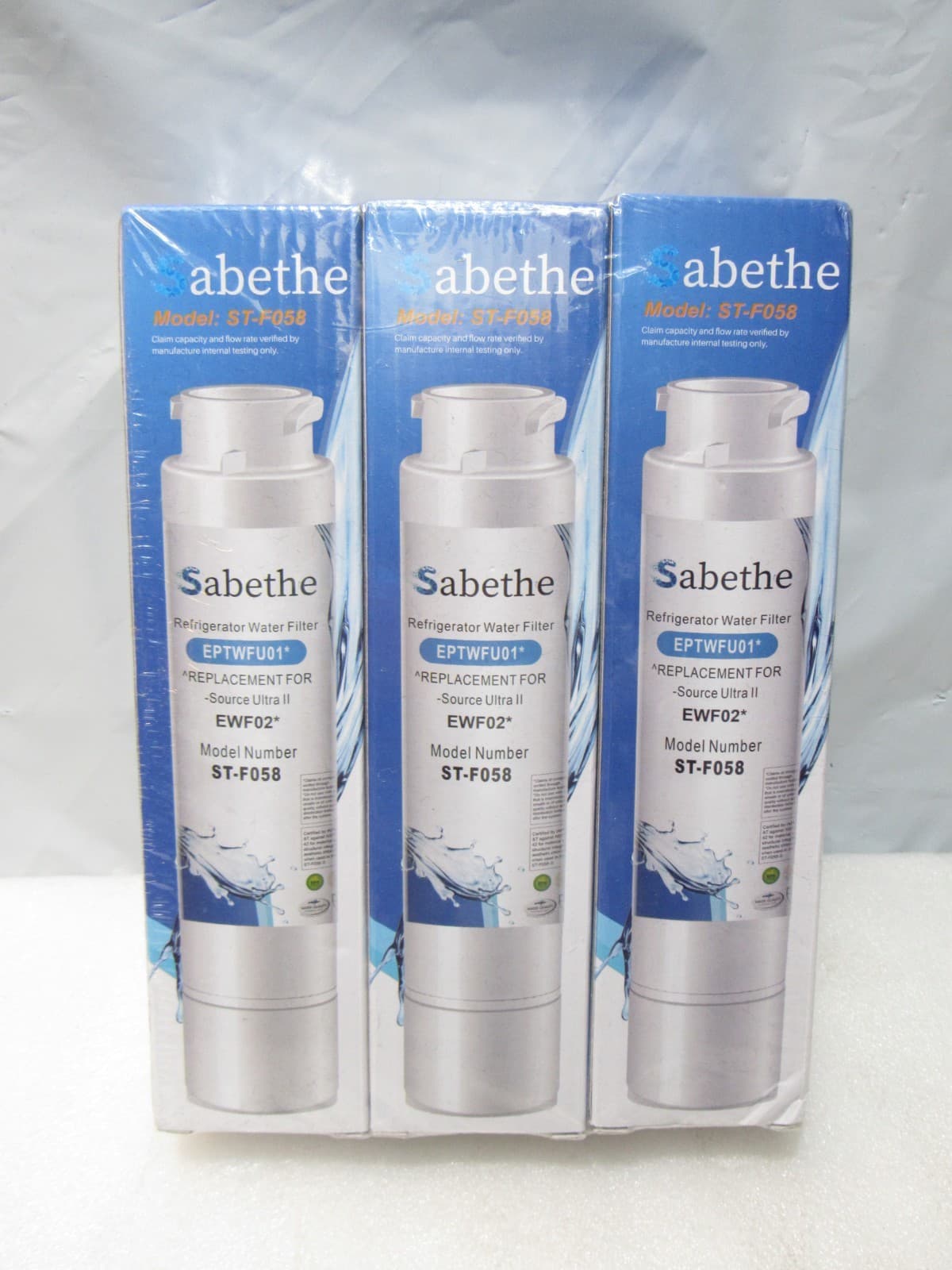 3 PC Sabethe Refrigerator Water Filter Replacement EPTWFU01 Model ST-F058 (F53J)