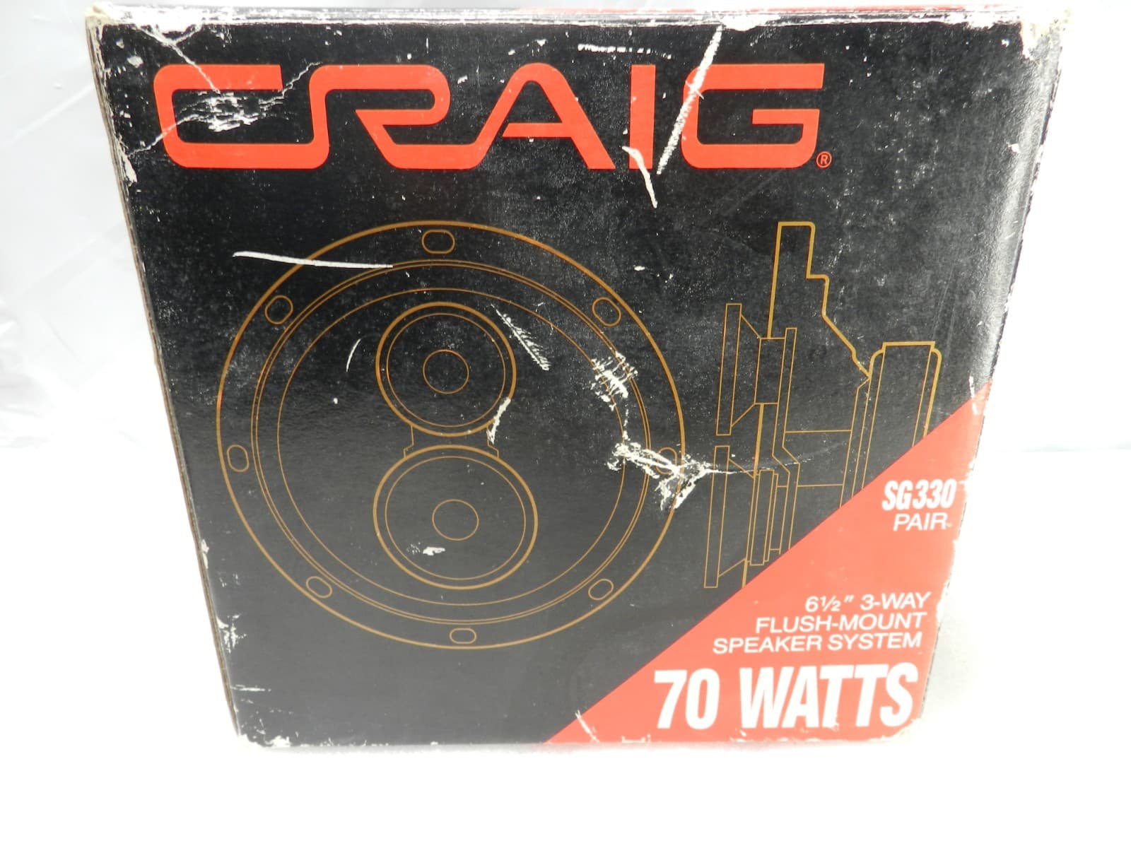 Vintage Retro Craig SG330 6 1/2" 3 Way Flush Mount Speakers 70 WATTS Pair (F46J)