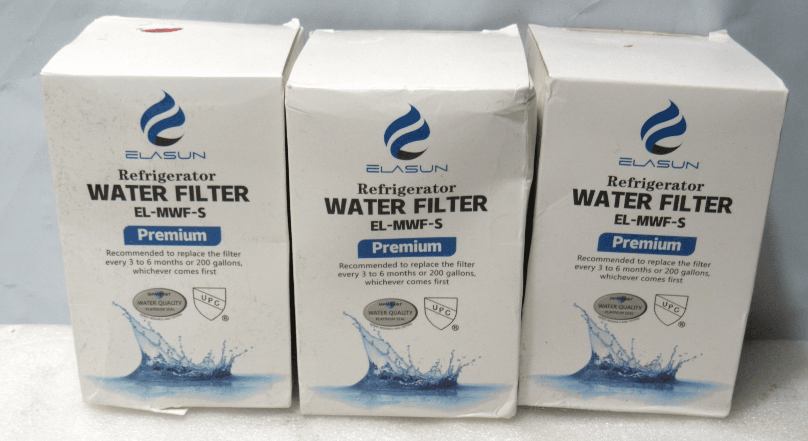 3 Elasun Refrigerator Water Filter Replacements EL-MWF-S Fits GE MWF 200Gal F65J