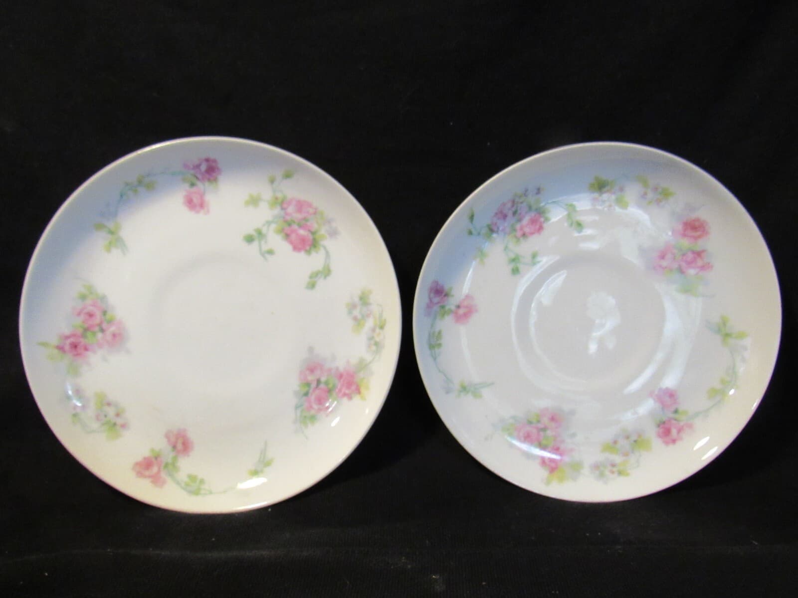2 Vintage Limoges Martin Freres Bros Pink Floral China Saucer 6 3/4" J7K