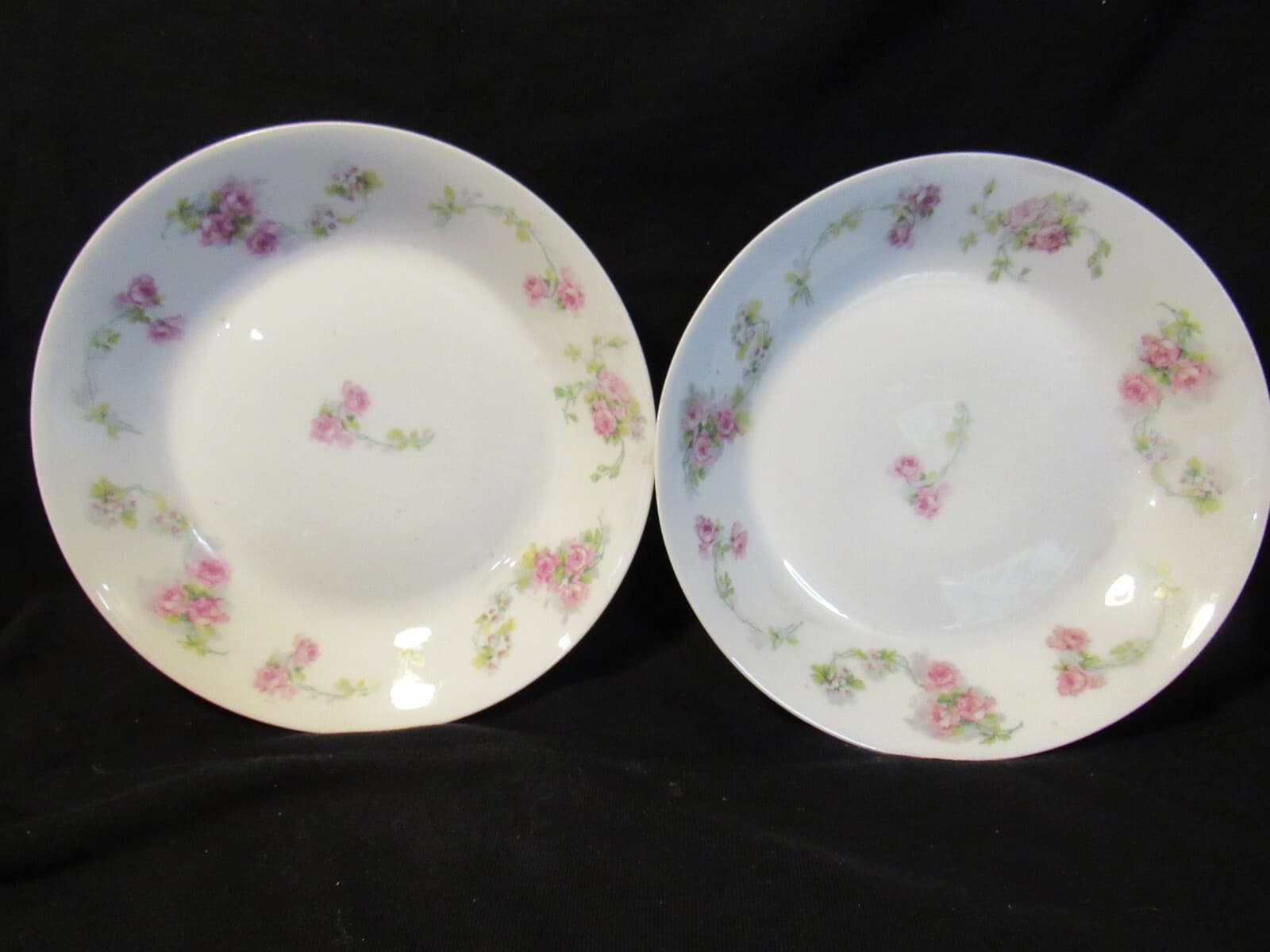 2 Vintage Limoges Martin Freres Bros Pink Floral China Soup Bowls 7 1/2" J6K