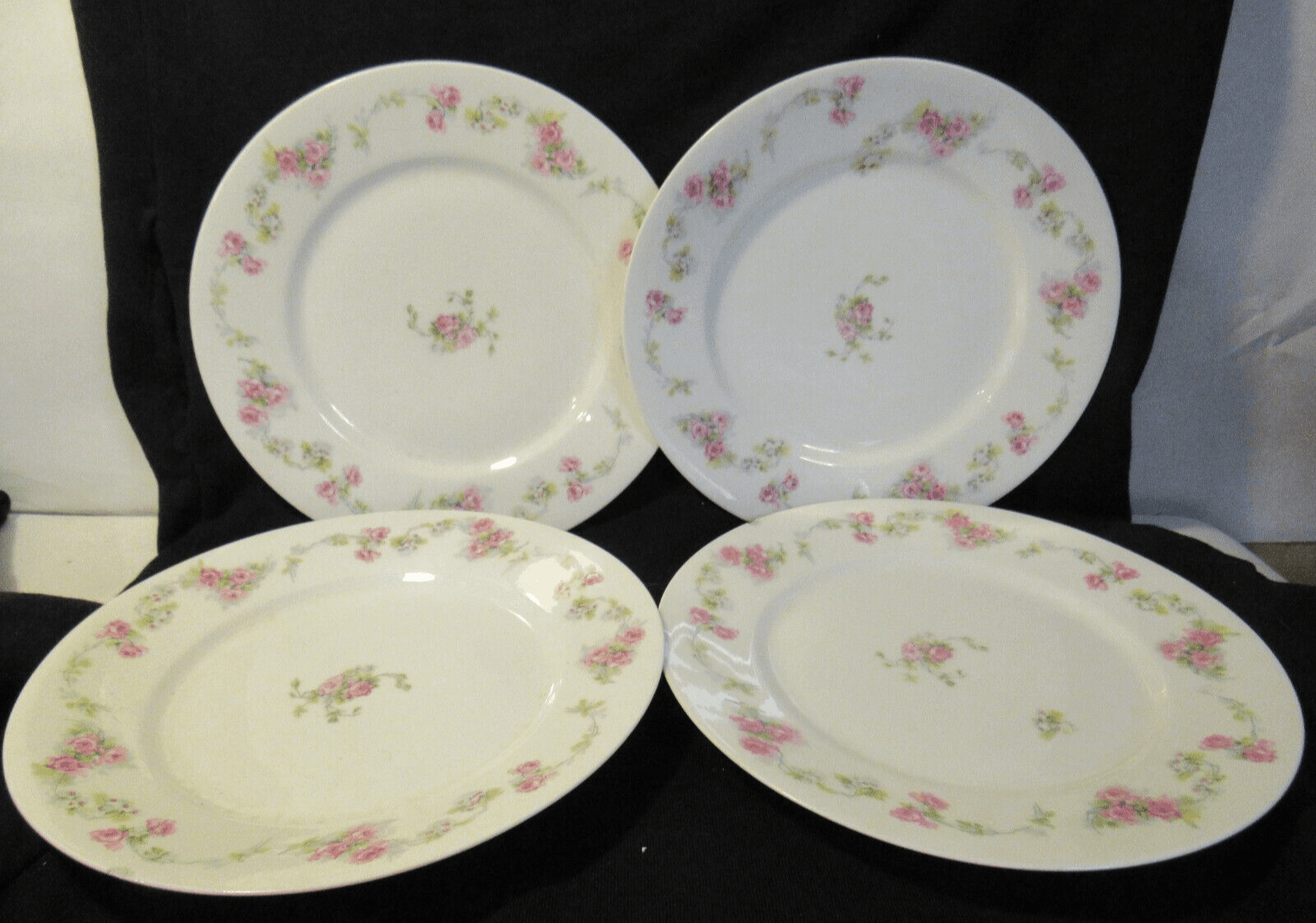 4 Vintage Limoges Martin Freres Bros Pink Floral China Dinner Plates 9 3/4" J4K