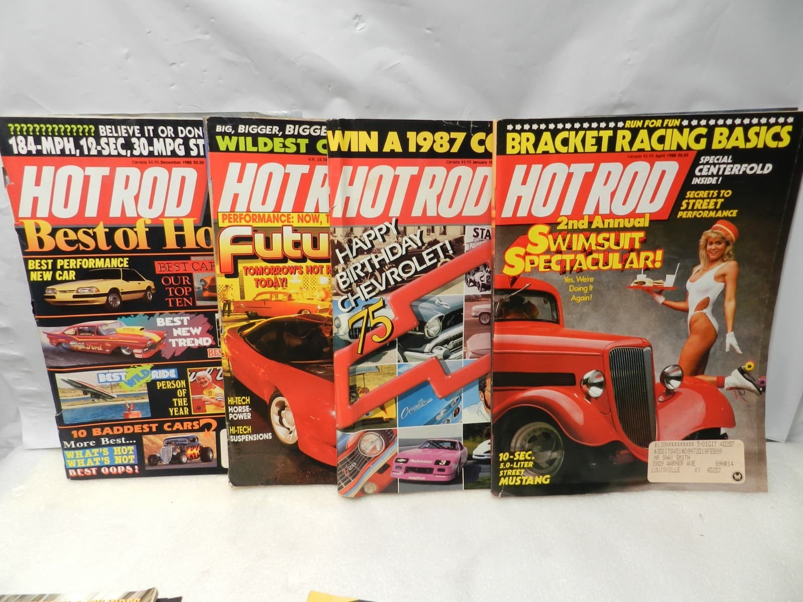 (4) Hot Rod Magazines Drag Racing Automotive Magazines 1987 1988 1989 (Z14JJ)