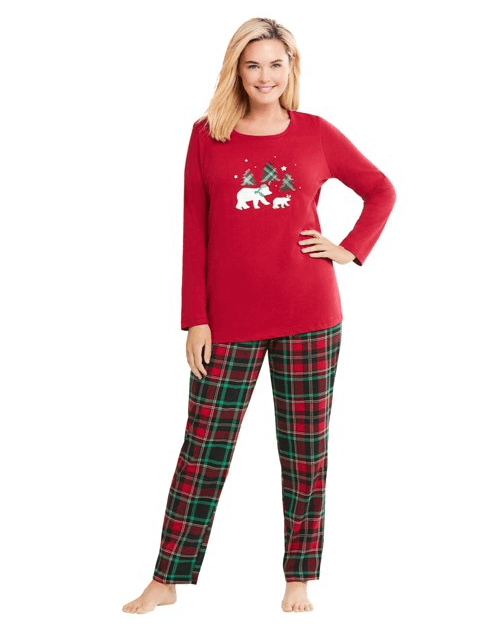 Dreams & Co. Womens Plus Size Petite Long Sleeve Knit Pj Set Pajamas Sz 3X B37K