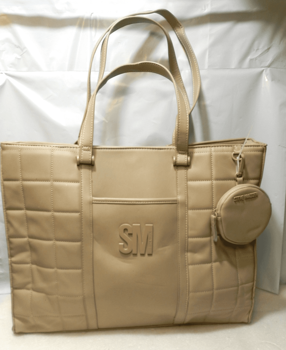 NEW Extra Large Steve Madden Timeless Tote Bag w/ Coin Purse Taupe (X8K)