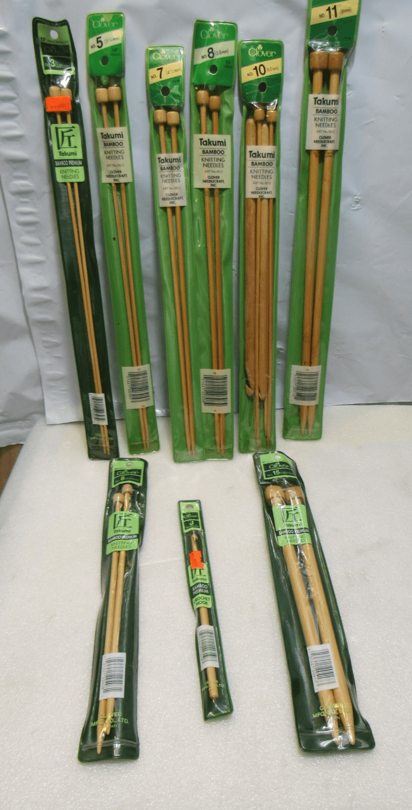 Clover Takumi Bamboo Knitting Needles 11 Assorted Sizes Unused (Z19J)