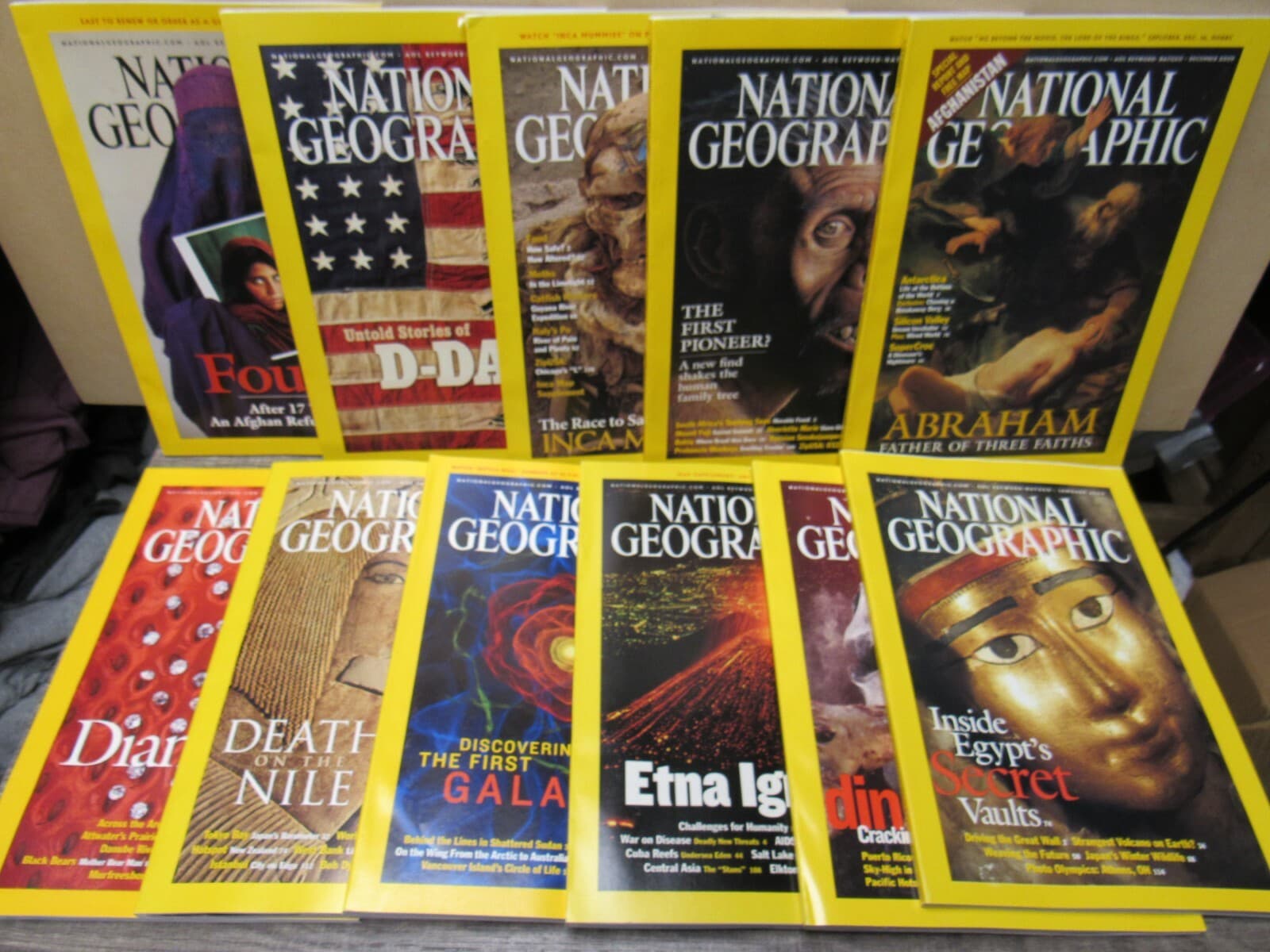 National Geographic 2002 2003 Afghan Girl Diamonds D Day Dinosaurs Mummies