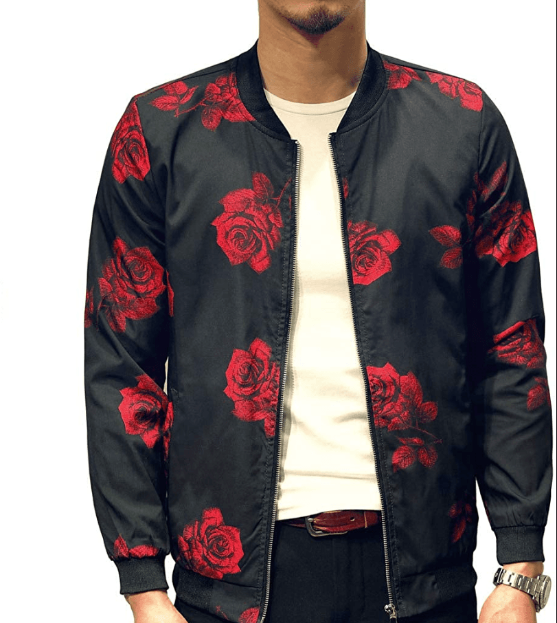 LOGEEYAR Mens Casual Lightweight Jacket Printed Pattern Slim Fit Sz XXL 2XL (K)
