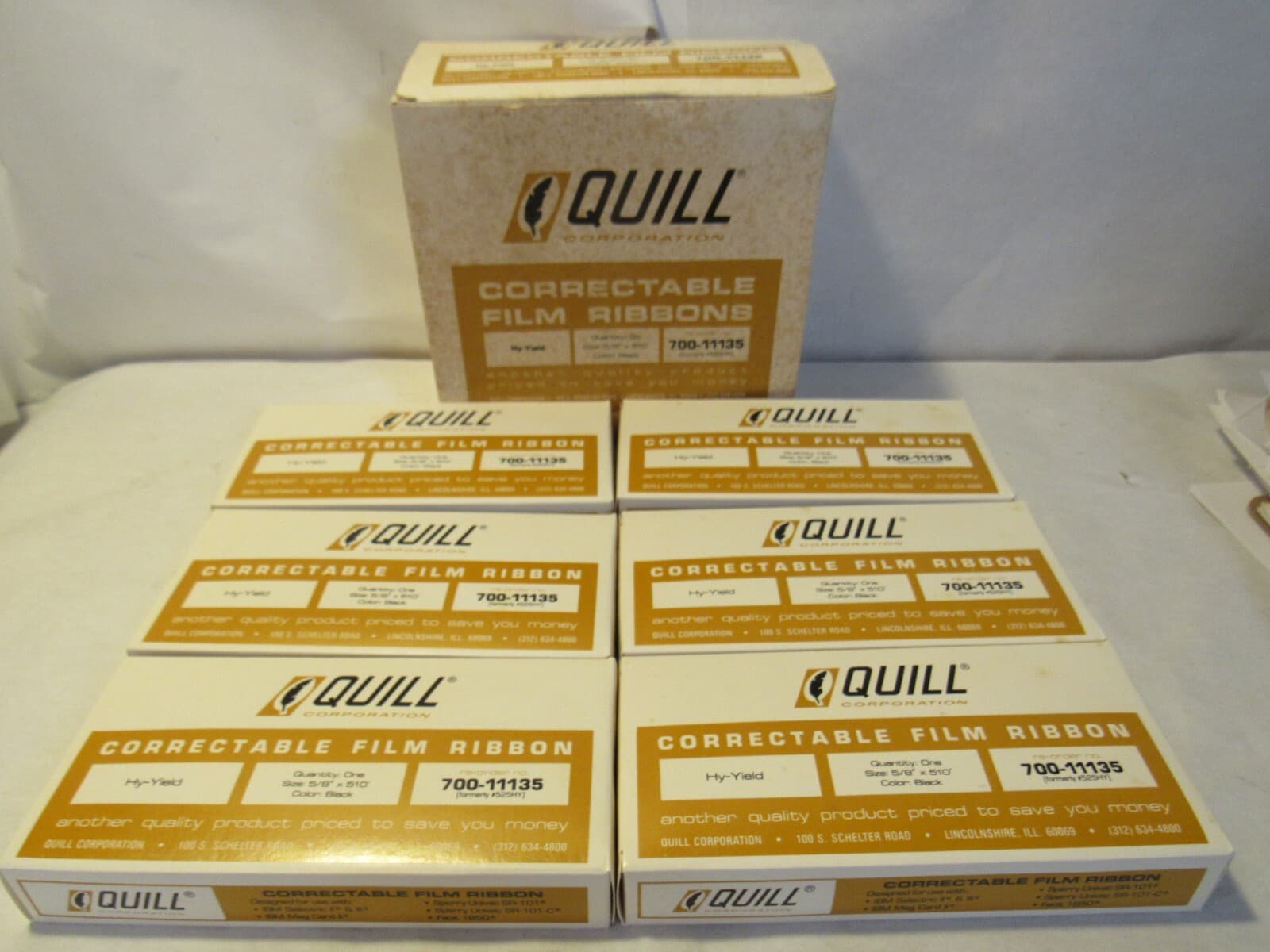 Vintage Quill Lot of 6 Correctable Correction Film Ribbons New Hy-yield (T73J)