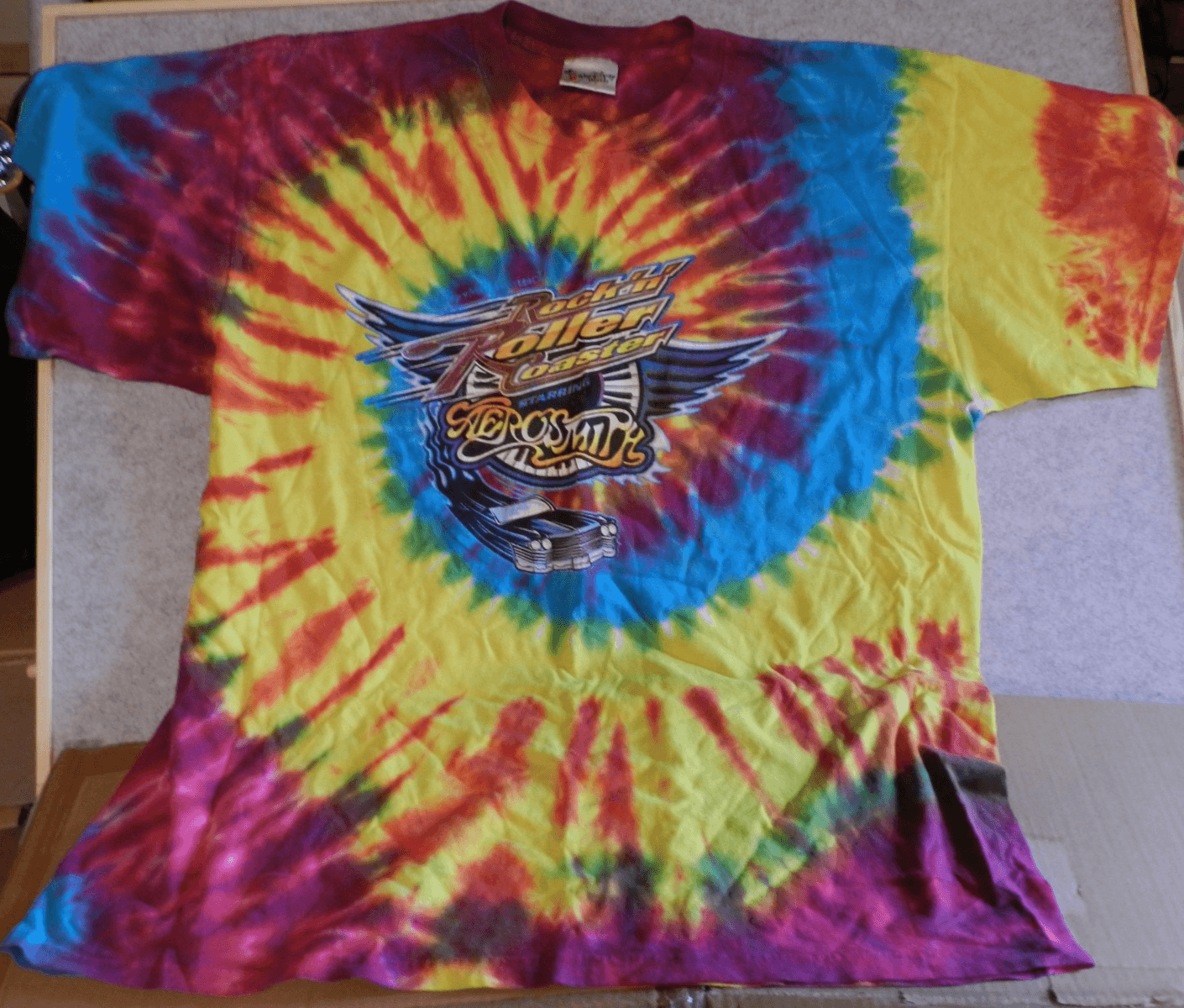Vintage Disney Rock’N’ Roller Coaster Aerosmith Tie Dye T Shirt Men 2X (H36K)