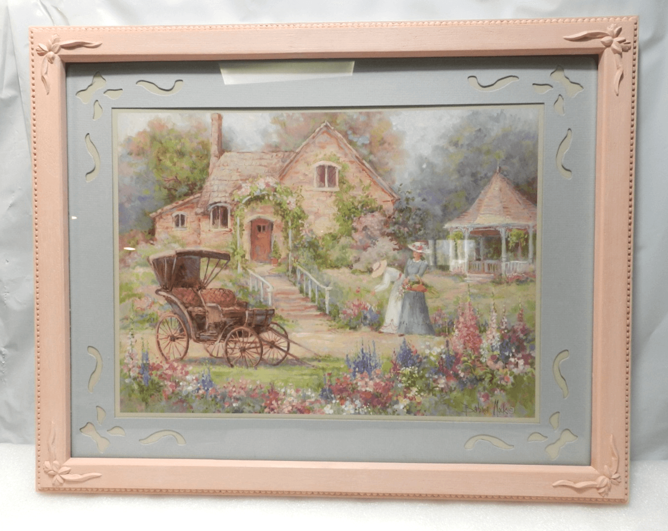 Vintage Home Interiors "Cottage Afternoon" Print Framed 19.5"x15.5" D84J