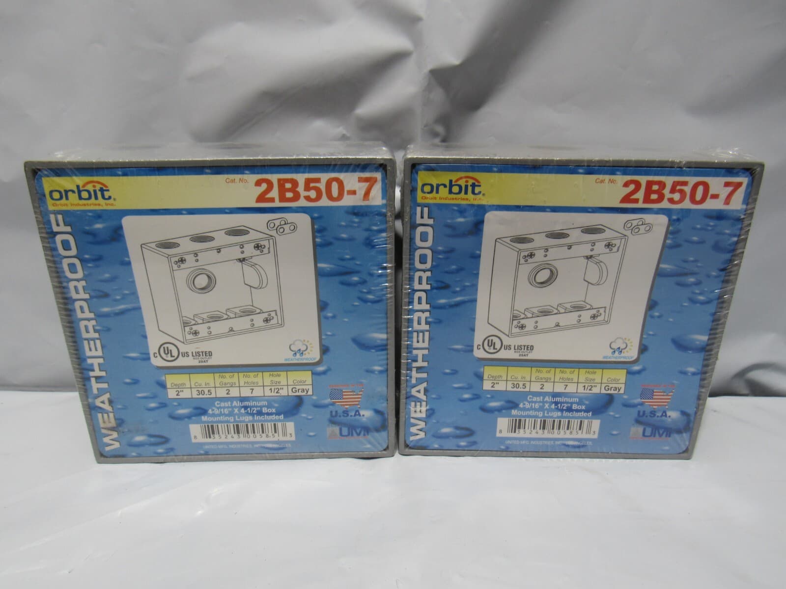 2 Orbit 2B50-7 Die Cast Aluminum 4-9/16" x 4-1/2" box w/ mounting lugs (O70J)