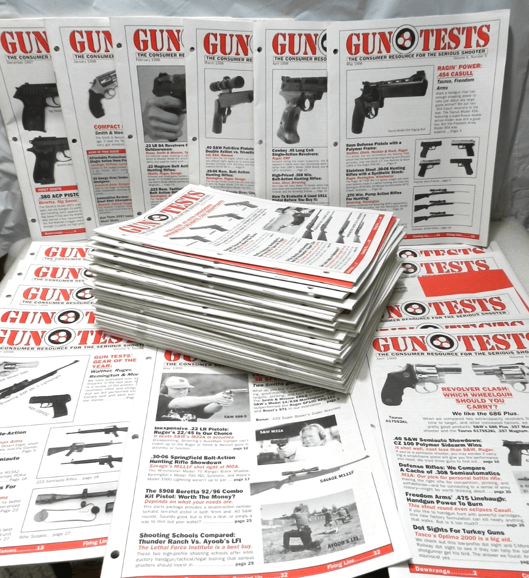 60 Gun Tests Magazine 1990's & 2000's Resource for Serious Shooters Monthly H74J