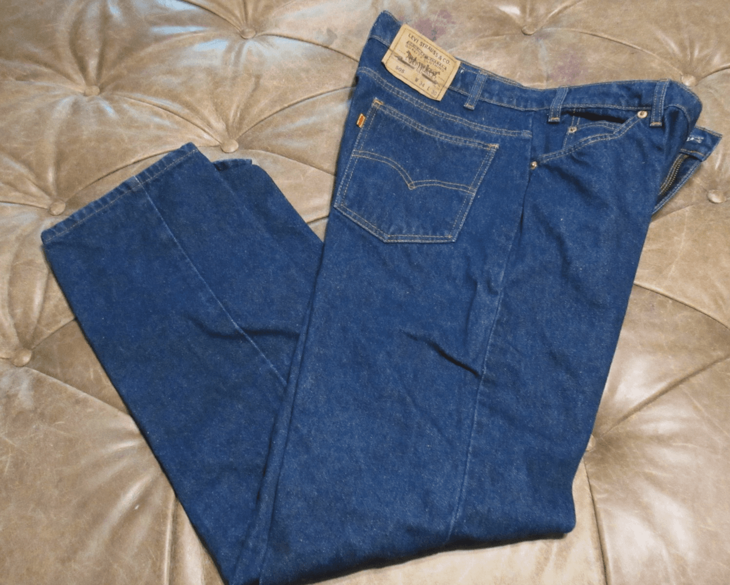 Vintage 90s Levis 505 Jeans Mens 34x30 Orange Tab Blue Denim Dark Wash (V88JJ)
