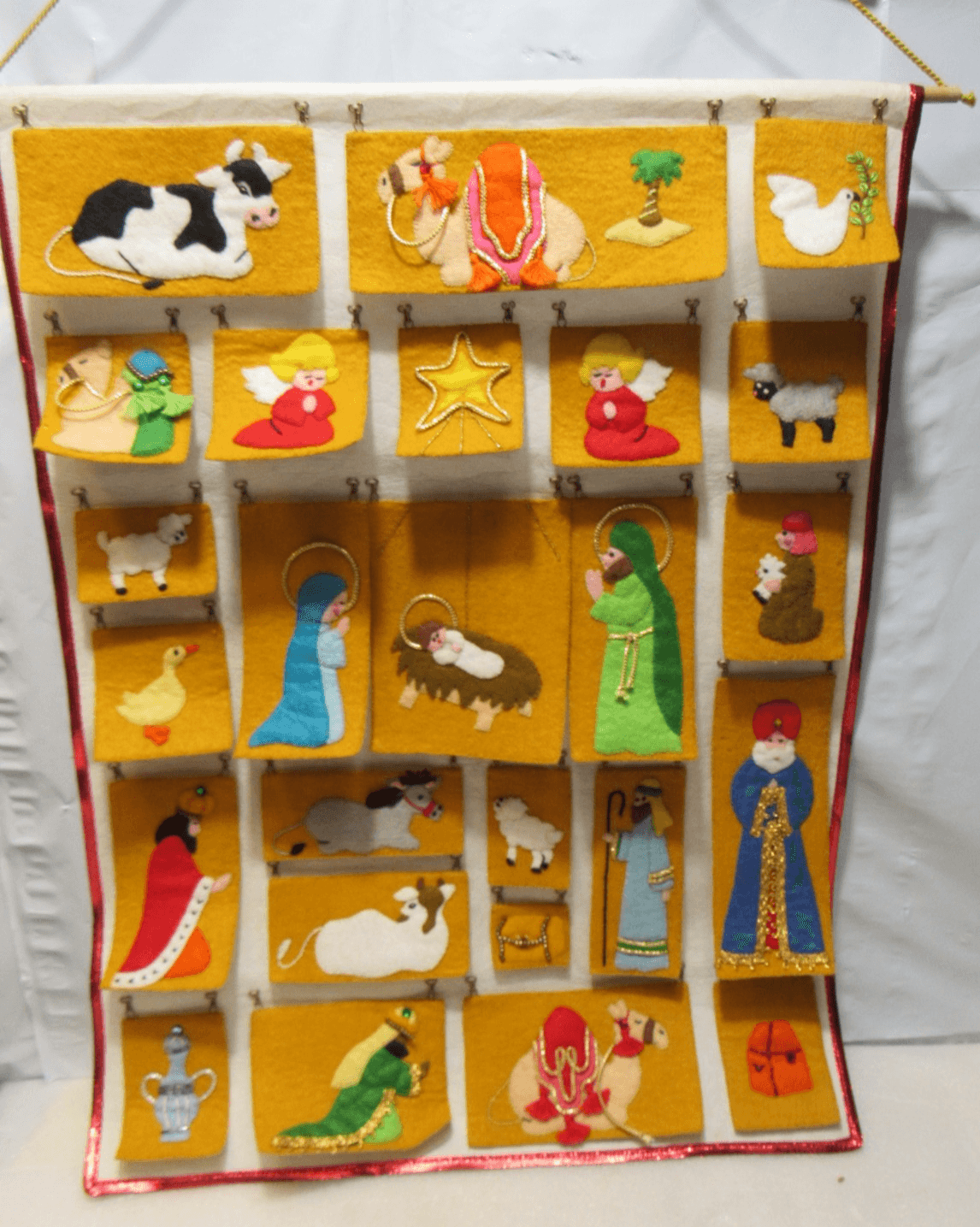 Dicksons Nativity Theme Crimson Gold & Fern 12 x 29 Felt Advent Calendar B98J
