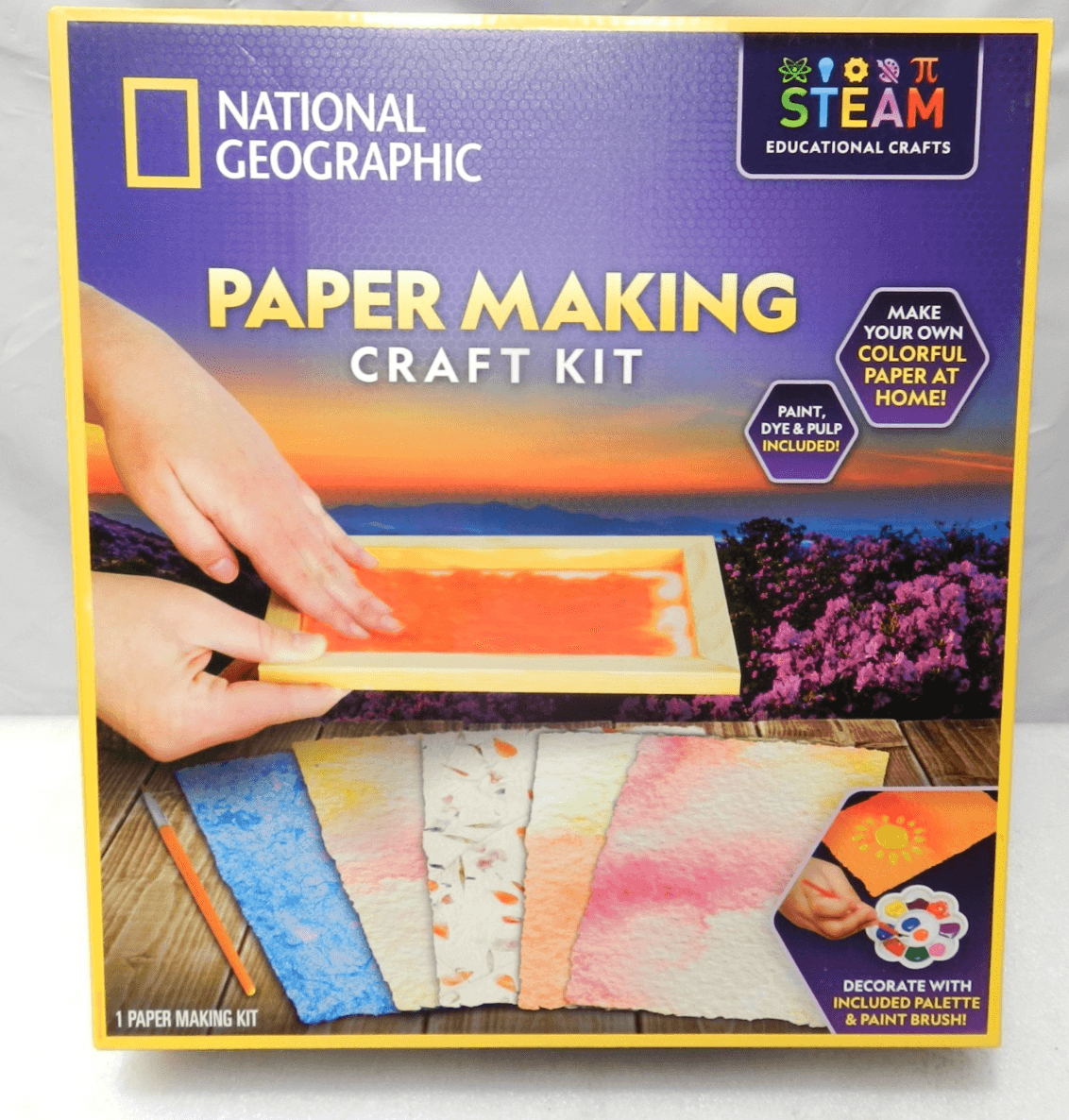 National Geographic Kids Paper Making Kit 10 Sheets Paints Art (H91K)
