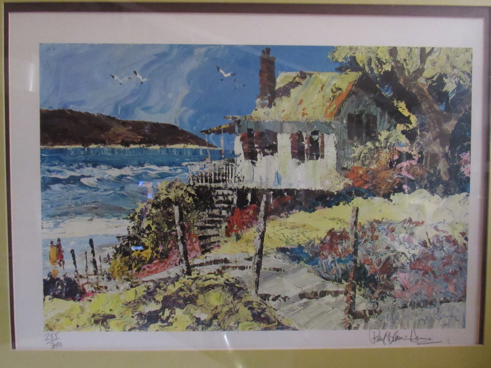 Paul Blaine Henrie "SEASCAPE COTTAGE" Hand Signed Print Art COA 255/300 (J)