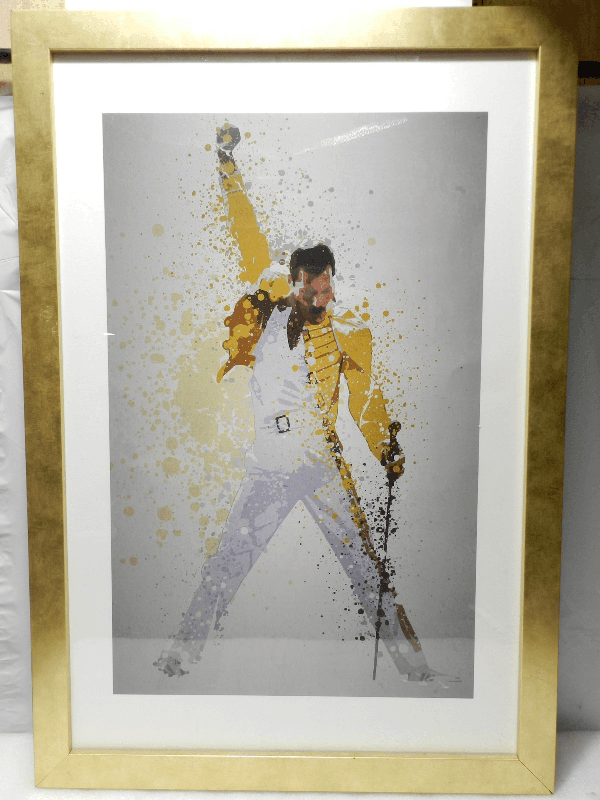 Original Watercolor Painting Freddie Mercury Queen 26”x18” Framed (H95JK)