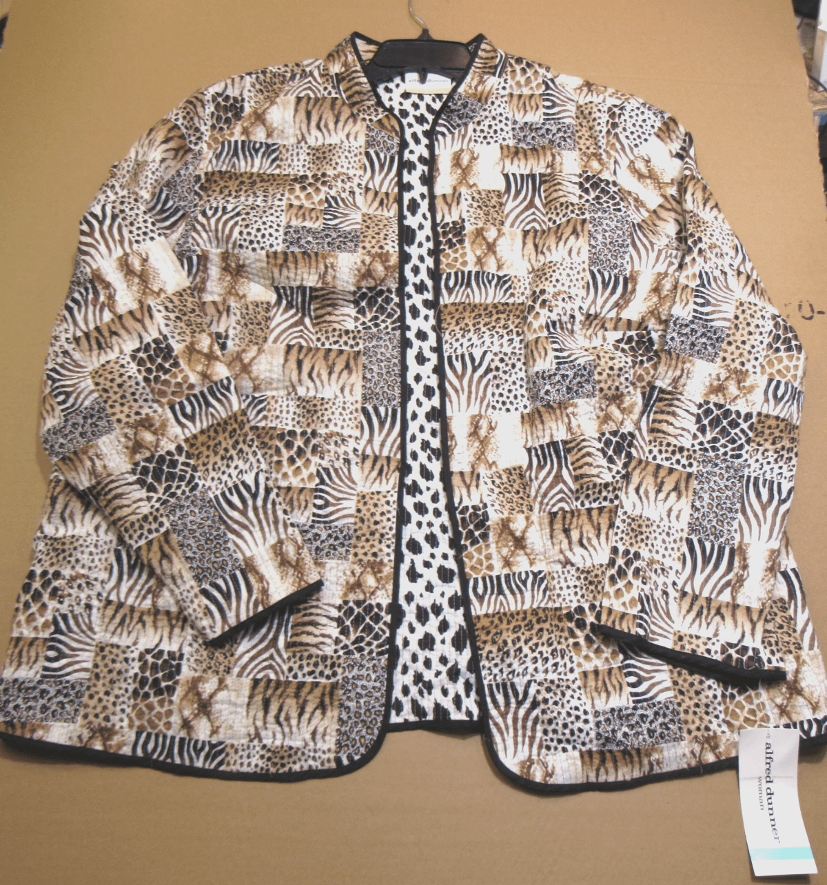 NWT ALFRED DUNNER Womens Cotton Reversible Jacket Animal Print Size 20W U47J