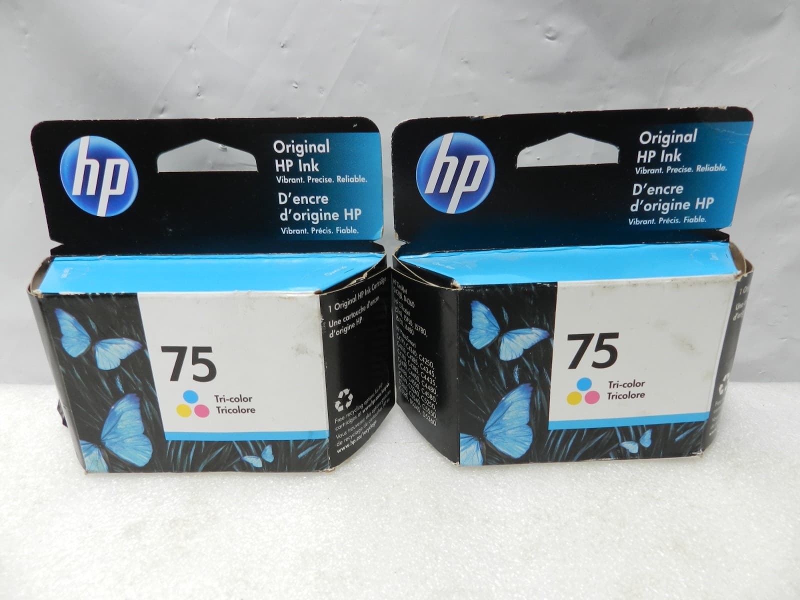 2 HP 75 Original Tri-Color Ink Cartridge Hewlett Packard Exp 02/25 & 05/25 (I6K)